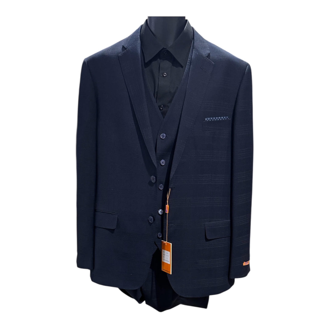 STEVEN LAND CARLO 3PC VESTED SUIT-NVYWP