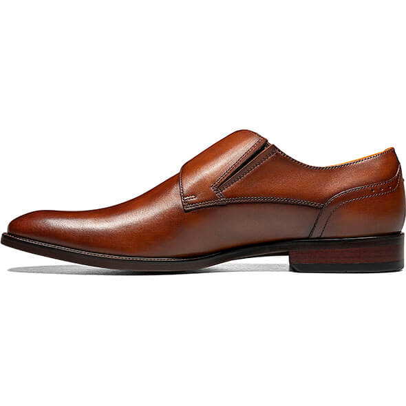 Floresheim Mens Cognac Plain Toe Single Monk Strap Shoes - New York Man Suits