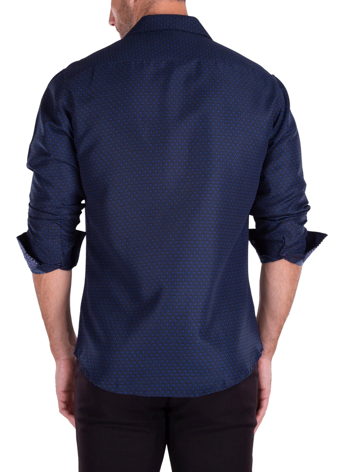 BC Collection Men's Fancy Navy  Print Long Sleeve