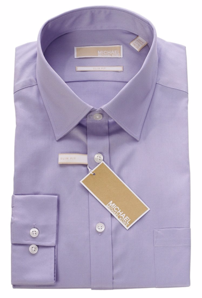 Michael Kors Men`s Slim Fit Button Down Cotton Dress Shirt - 35S0708-LAVEN - New York Man Suits