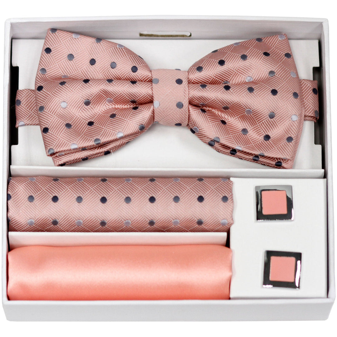 Adolfo Polka Dot Style Bow Tie Hanky & Cufflink Box Set - ABS70667 - New York Man Suits