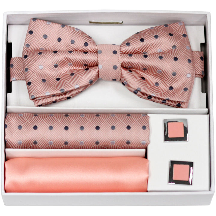 Adolfo Polka Dot Style Bow Tie Hanky & Cufflink Box Set - ABS70667 - New York Man Suits