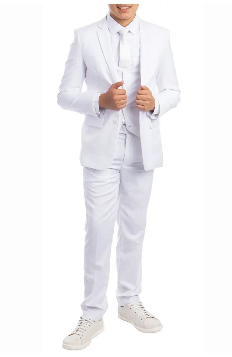 New York Man White Boys Communion 5 Piece Suit by Perry Ellis - New York Man Suits