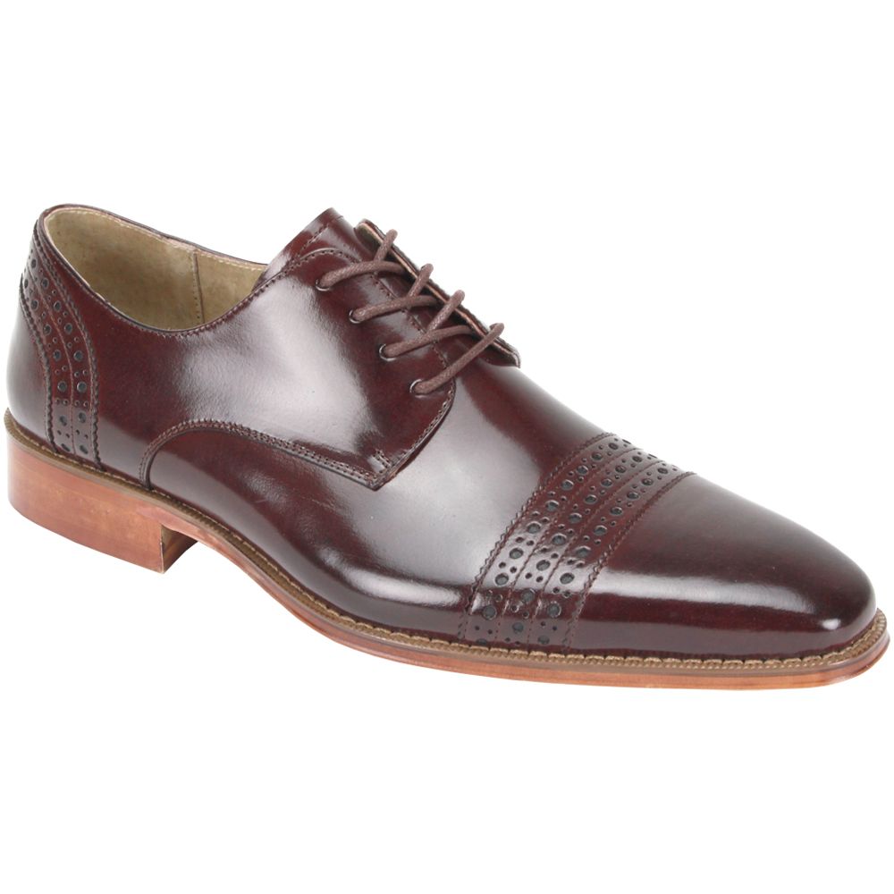 Giovanni Men's Lester Fancy Lace Upper Leather Shoe-Burgundy - New York Man Suits