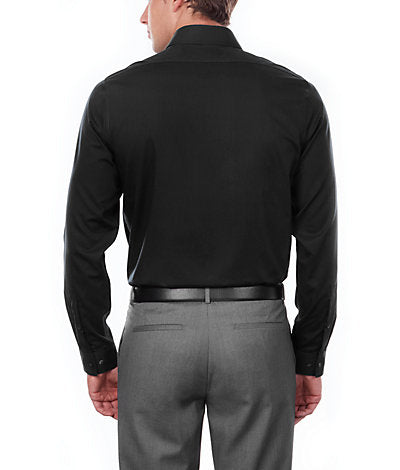 Calvin Klein Men`s Black Slim Fit Non-Iron Herringbone Point Collar Dress Shirt
