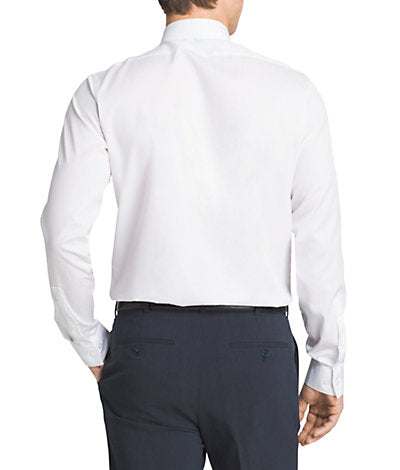 Calvin Klein Men`s White Slim Fit Non-Iron Herringbone Point Collar Dress Shirt