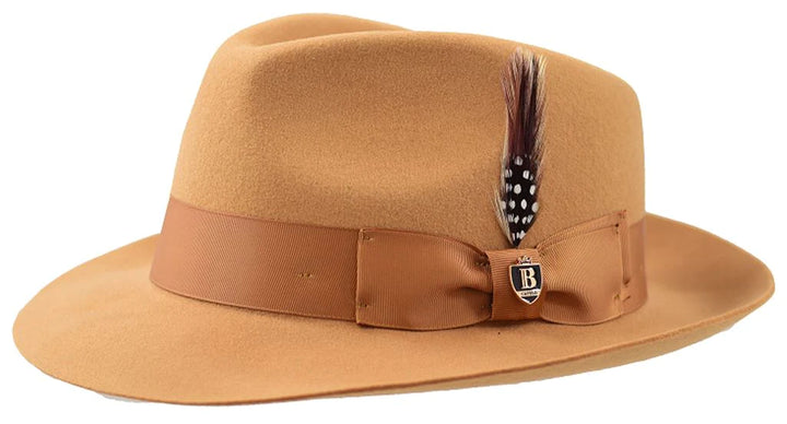 Bruno Capello Fabio Collection Fedora Hat-Acorn/Camel Color