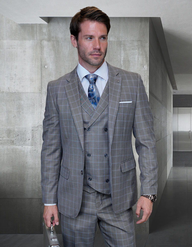 Statement Piece Super 200's Suit Grey Window Pane – New York