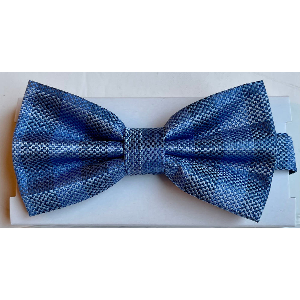 Adolfo Blue Burberry Design Bow Tie Hanky & Cufflink Box Set - ABS79658B - New York Man Suits