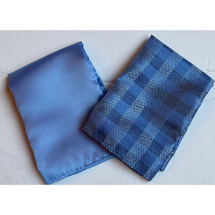 Adolfo Blue Burberry Design Bow Tie Hanky & Cufflink Box Set - ABS79658B - New York Man Suits
