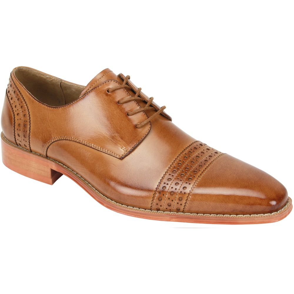 Giovanni Men's Lester Fancy Lace Upper Leather Shoe-Tan - New York Man Suits