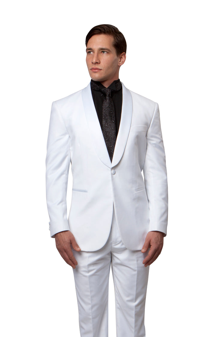 Satin Peak Lapel Tuxedo Solid Slim Fit Prom Tuxedos For Men - New York Man Suits