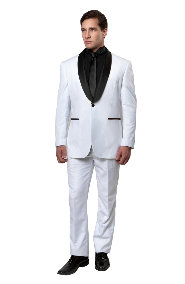 Satin Peak Lapel Tuxedo Solid Slim Fit Prom Tuxedos For Men - New York Man Suits