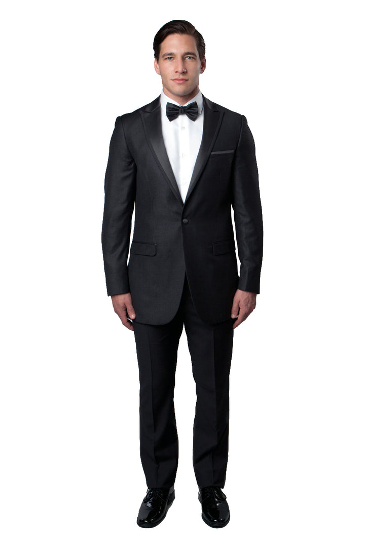 Satin Peak Lapel With Trim Tuxedo Solid Slim Fit Prom Tuxedos For Men - New York Man Suits