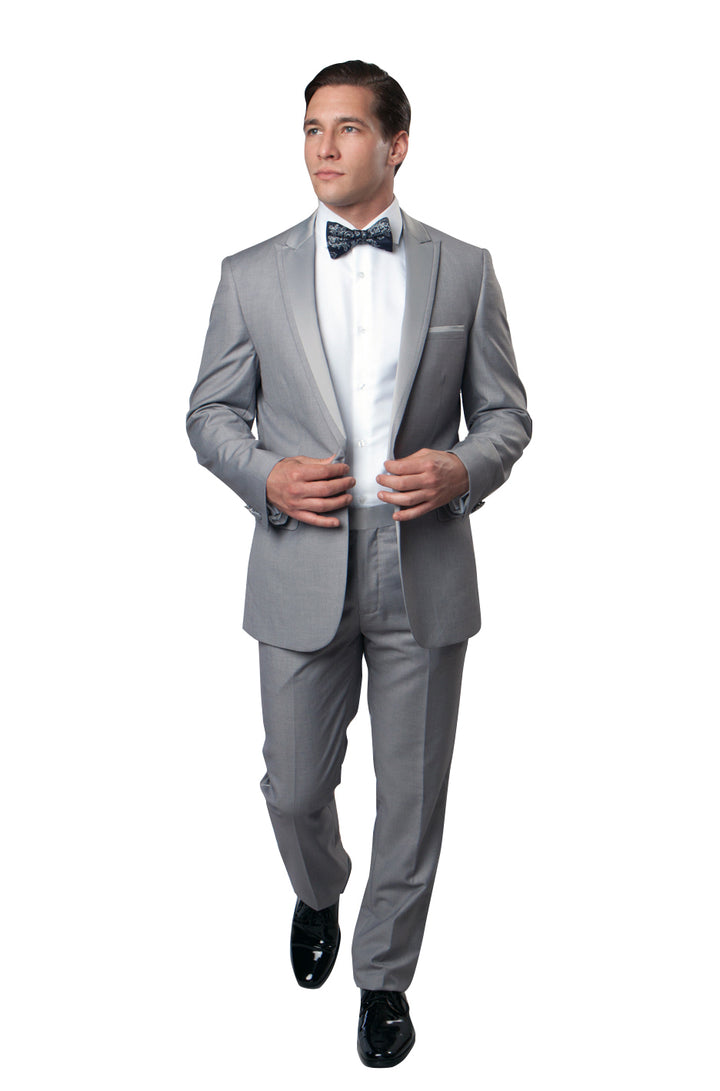 Satin Peak Lapel With Trim Tuxedo Solid Slim Fit Prom Tuxedos For Men - New York Man Suits