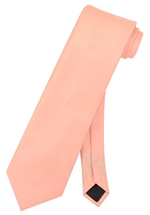 Vesuvio Napoli Men`s Solid Peach Neck Tie - New York Man Suits