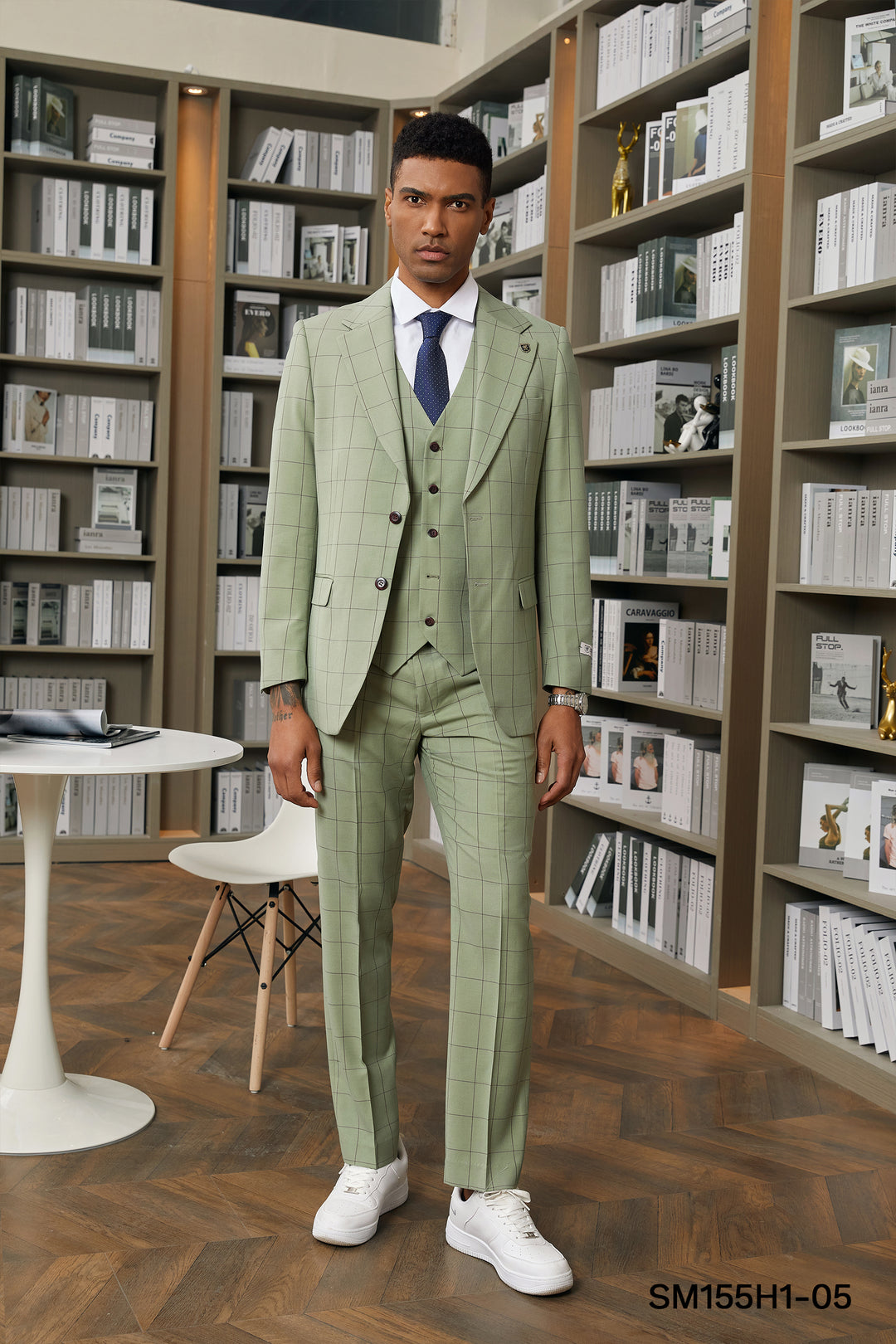 Green Windowpane 3 PC Stacy Adams Suit