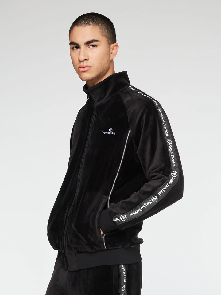 Sergio Tacchini Logo Velour Track Jacket-Black