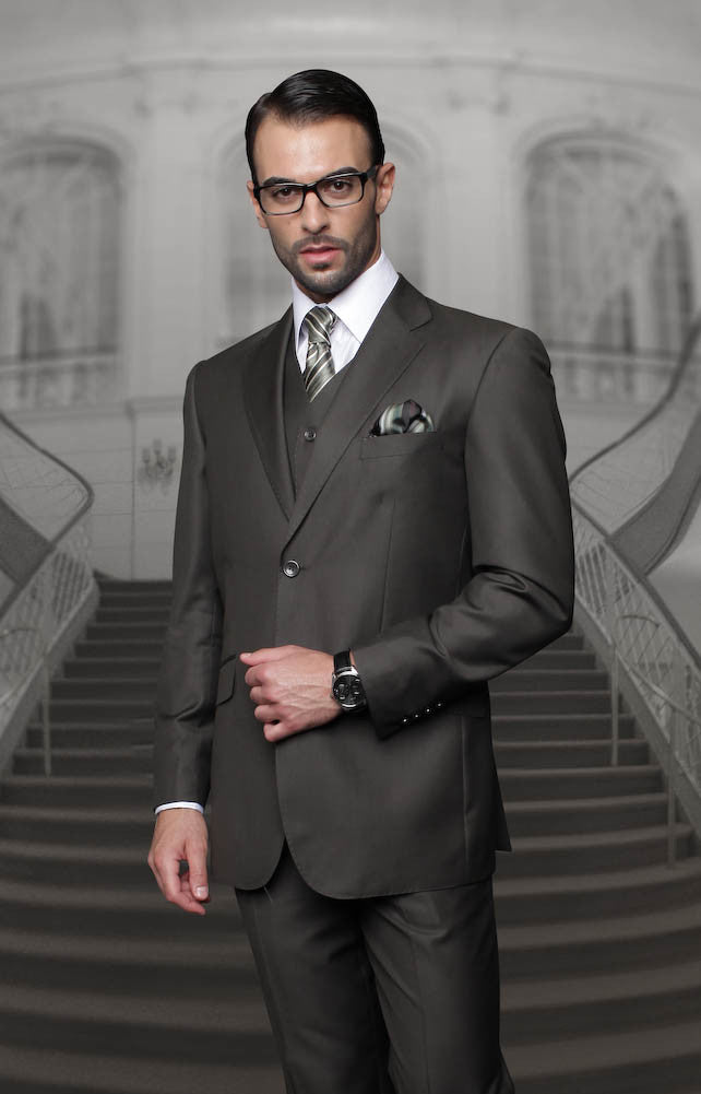 Statement Confidence - Men's Olive 2 Button Modern Fit Wool Suit - STZV100 - New York Man Suits