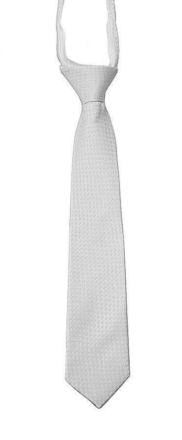 Joseph Lee Boys White TNT 14" Zip-Up Tie - WHTIEZIP - New York Man Suits