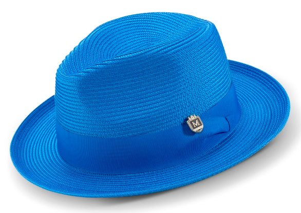 Montique Cobalt Men's Braided Solid Color Fedora Hat