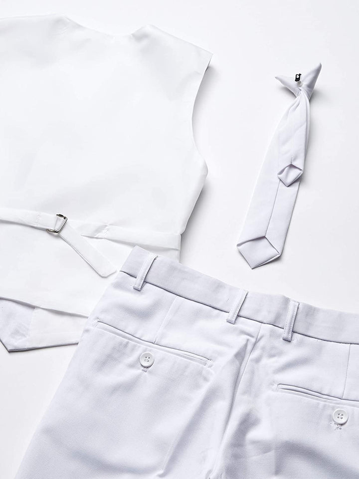 Boys 5 Piece Vested Suit Color White by Geoffrey Beane