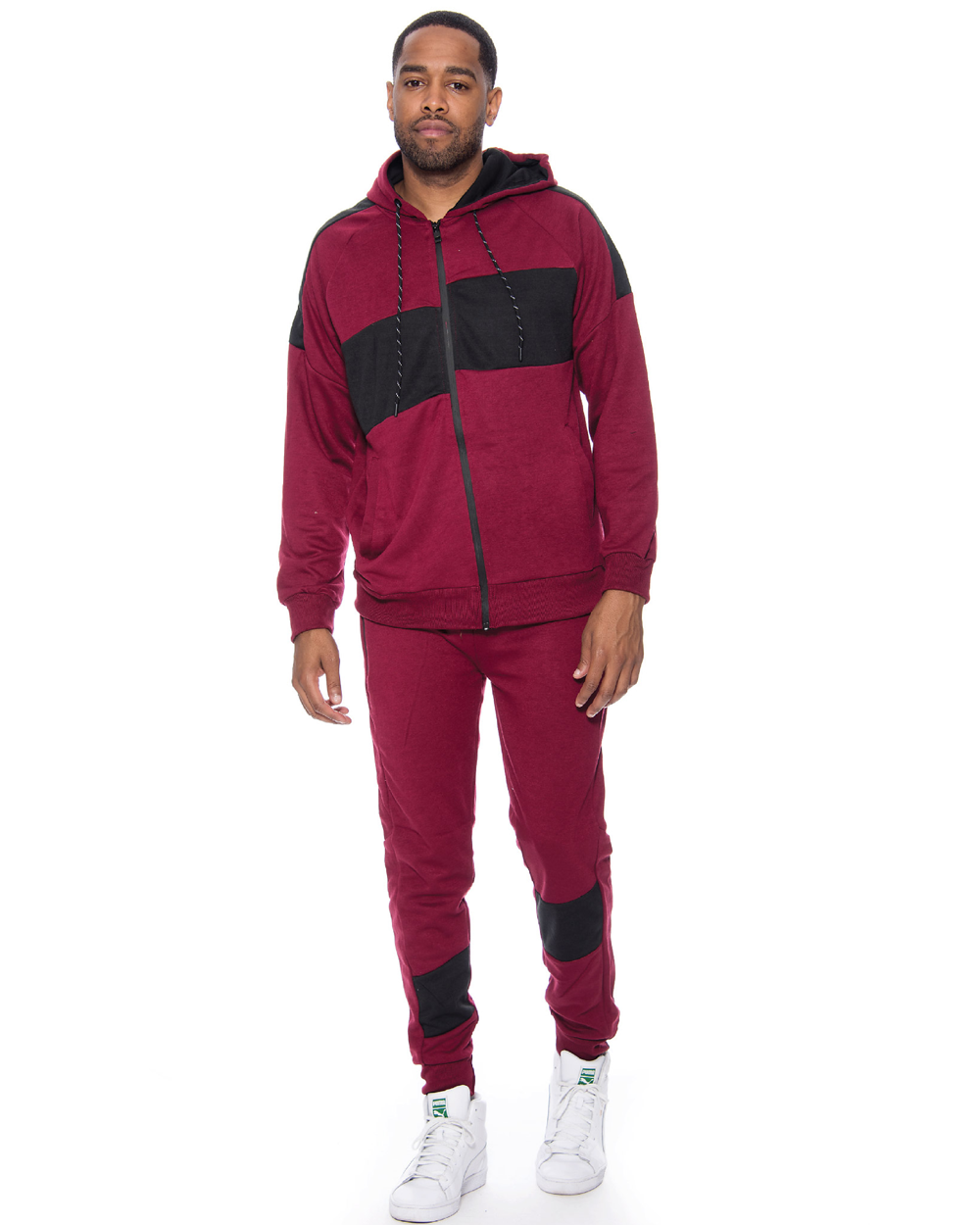 True Rock Tech Fleece 2 Piece Hoody Track Set - Burgundy