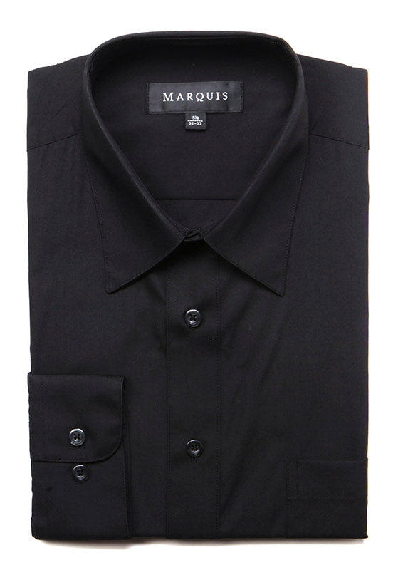 Marquis Men's Classic Fit Solid Dress Shirt - Black