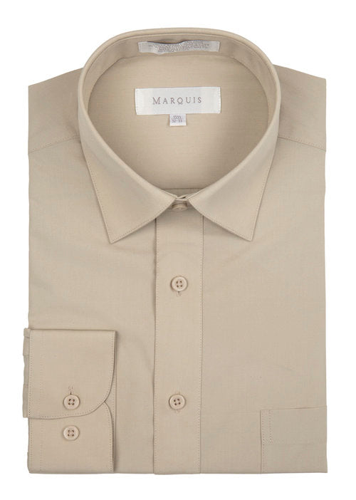 Marquis Men's Classic Fit Solid Dress Shirt - Sand - shirt | New York Man Suits