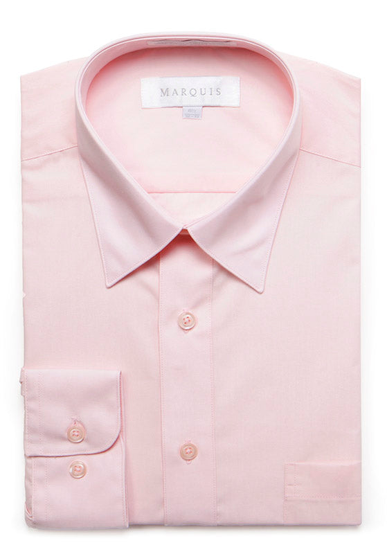 Marquis Men's Classic Fit Solid Dress Shirt - Pink - shirt | New York Man Suits