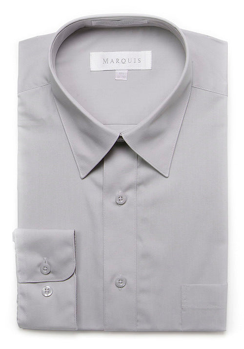 Marquis Men's Classic Fit Solid Dress Shirt - Silver - shirt | New York Man Suits