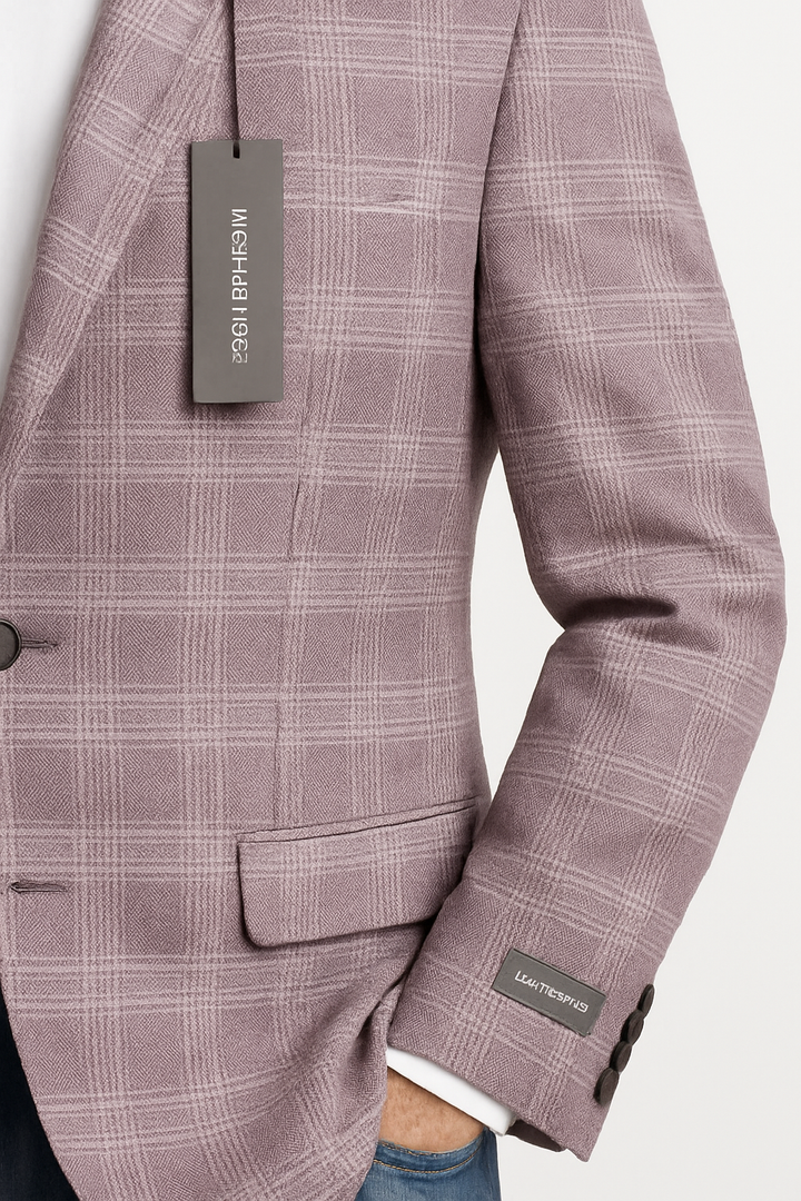 Michael Kors Burgundy Window Pane 2 Button Sport Jacket