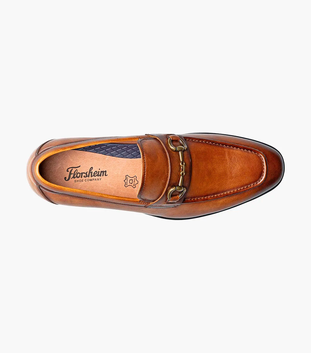 Florsheim Mens Zaffiro Mock Toe Bit Loafer 2 Gold Buckle-Saddle Tan