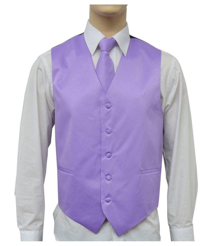 Brand Q. Men's Satin Lilac-10 NN Color Tuxedo Vest and Tie