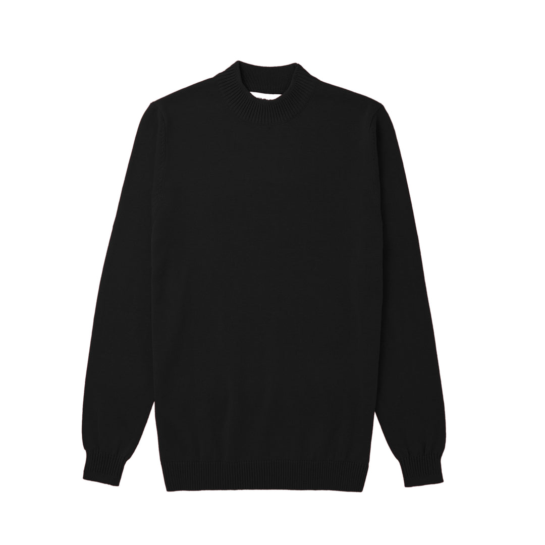 Long Sleeve Mock Neck Sweater by Lorenzo Franco - Black