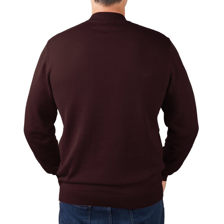 New York Man Mock Neck Sweater by Lavane in Burgundy - view 4