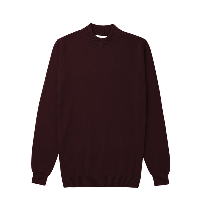 Long Sleeve Mock Neck Sweater by Lorenzo Franco - Burgundy