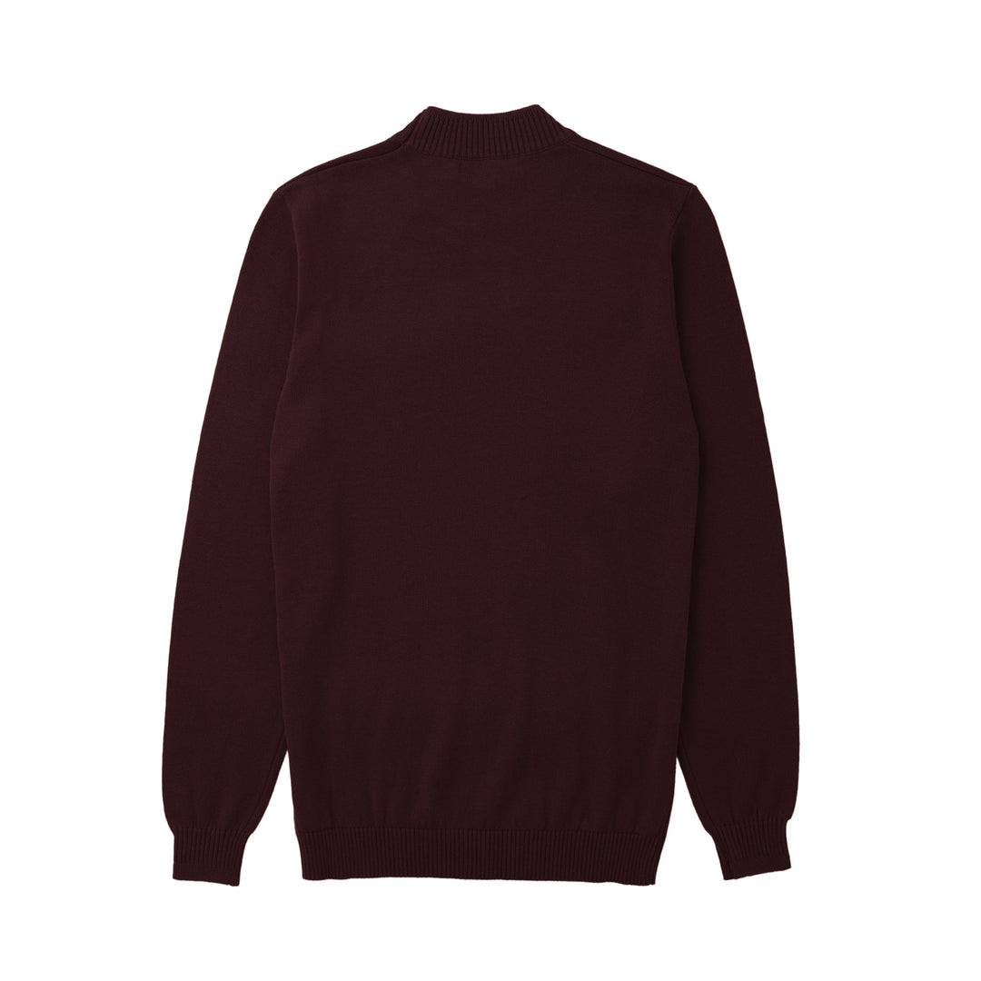 New York Man Mock Neck Sweater by Lavane in Burgundy - view 3