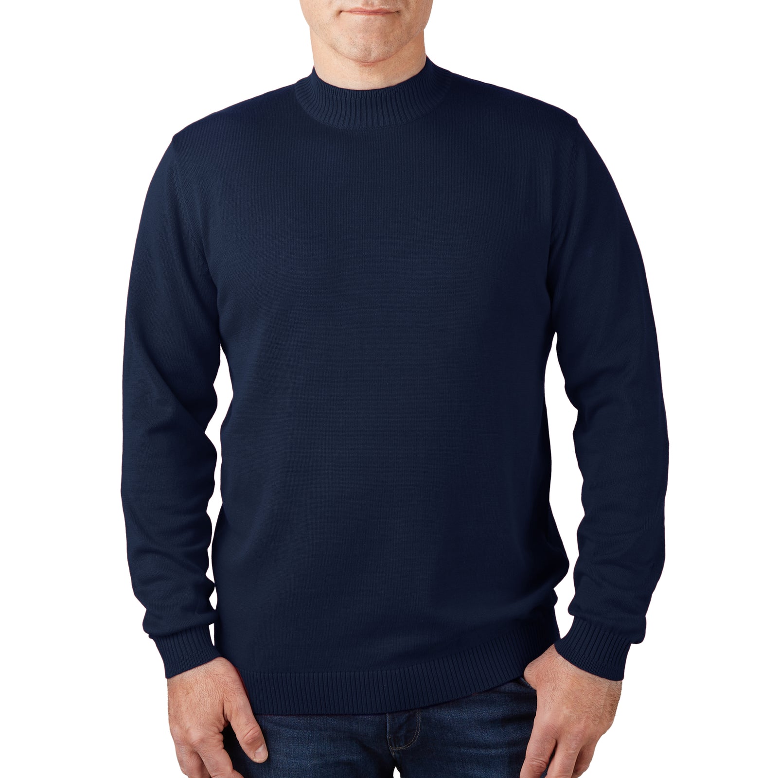 Long Sleeve Mock Neck Sweater by Lorenzo Franco - Cobalt - sweater - view 2 | New York Man Suits