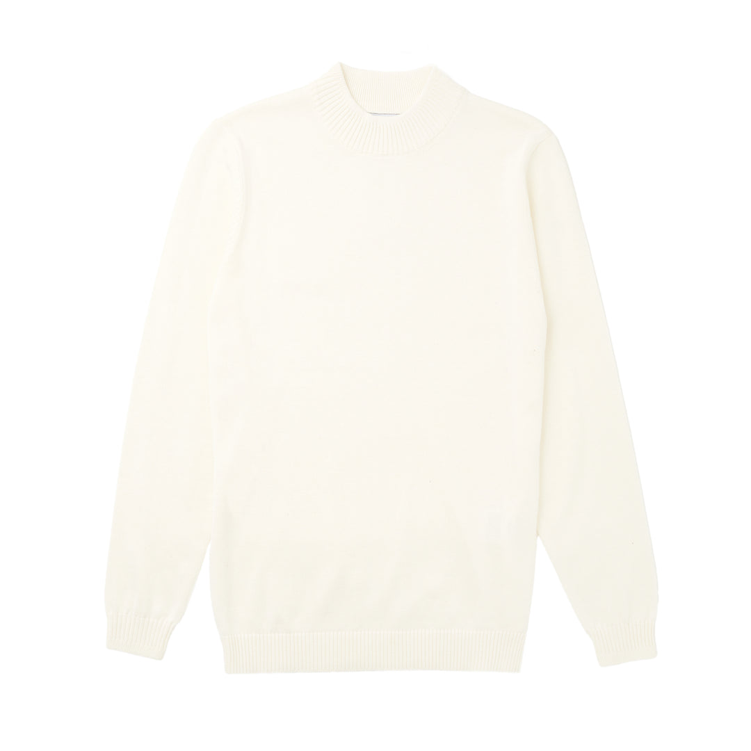 Long Sleeve Mock Neck Sweater by Lorenzo Franco - Cream