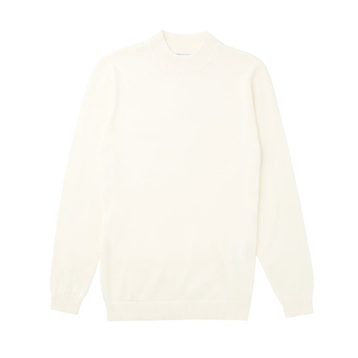 Long Sleeve Mock Neck Sweater by Lorenzo Franco - Cream