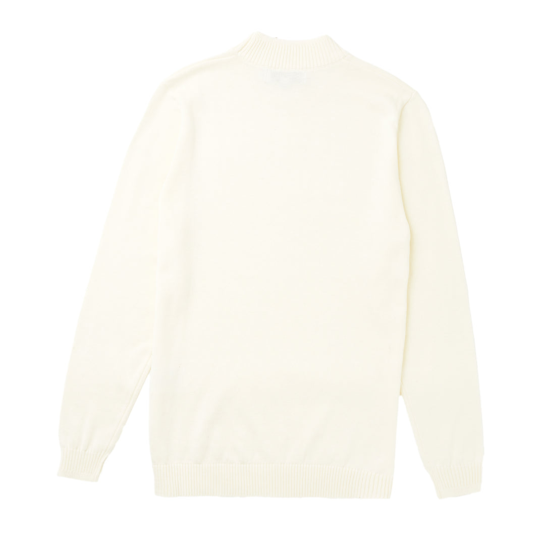 Long Sleeve Mock Neck Sweater by Lorenzo Franco - Cream