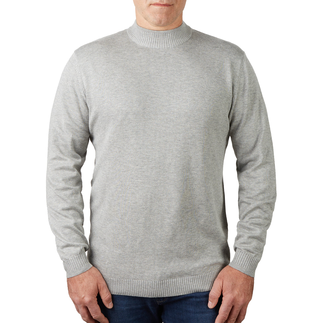 Long Sleeve Mock Neck Sweater by Lorenzo Franco - Light Grey