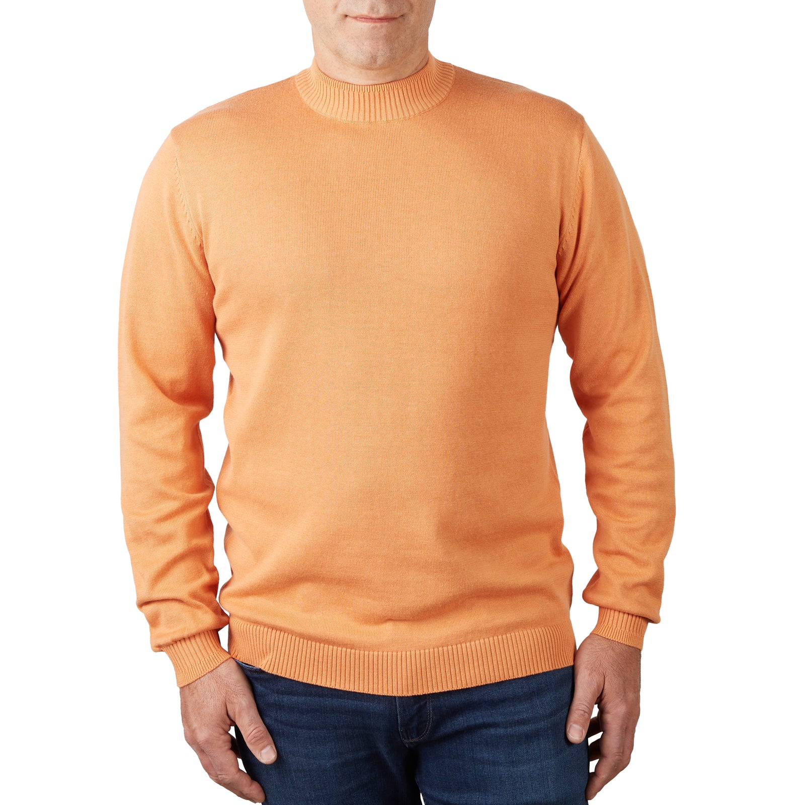 Long Sleeve Mock Neck Sweater by Lorenzo Franco - Melon - sweater - view 2 | New York Man Suits