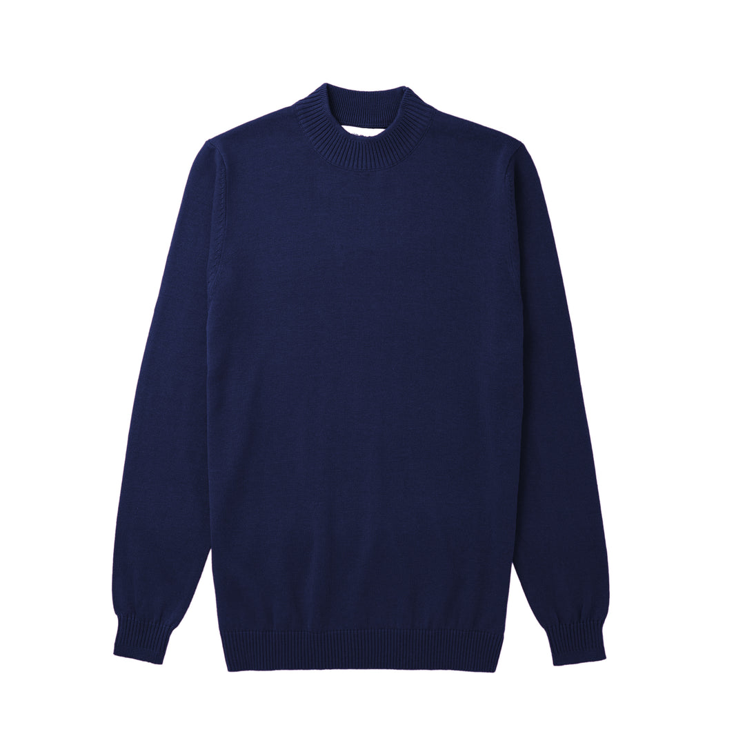 Long Sleeve Mock Neck Sweater by Lorenzo Franco - Navy