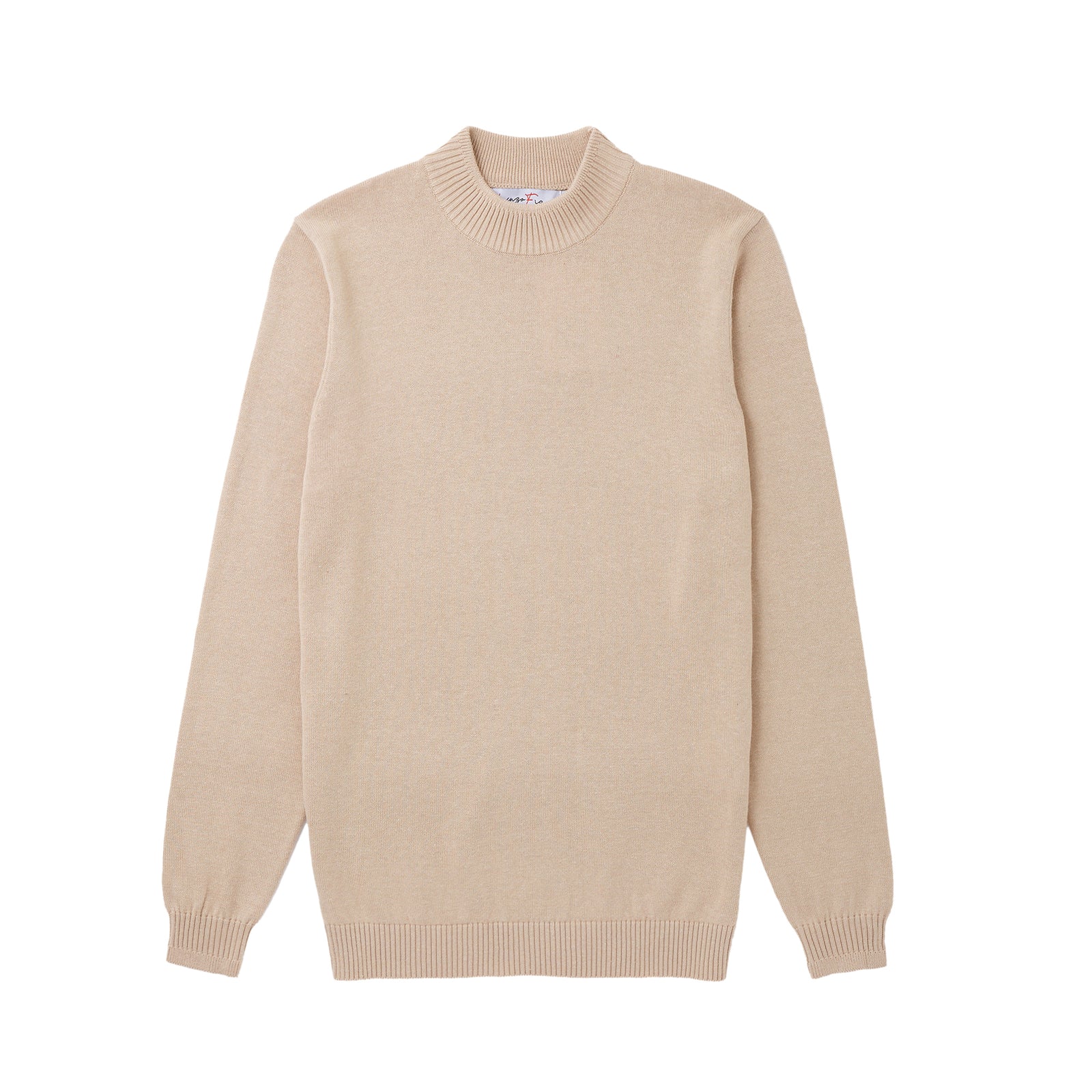 Long Sleeve Mock Neck Sweater by Lorenzo Franco - Sand - sweater | New York Man Suits