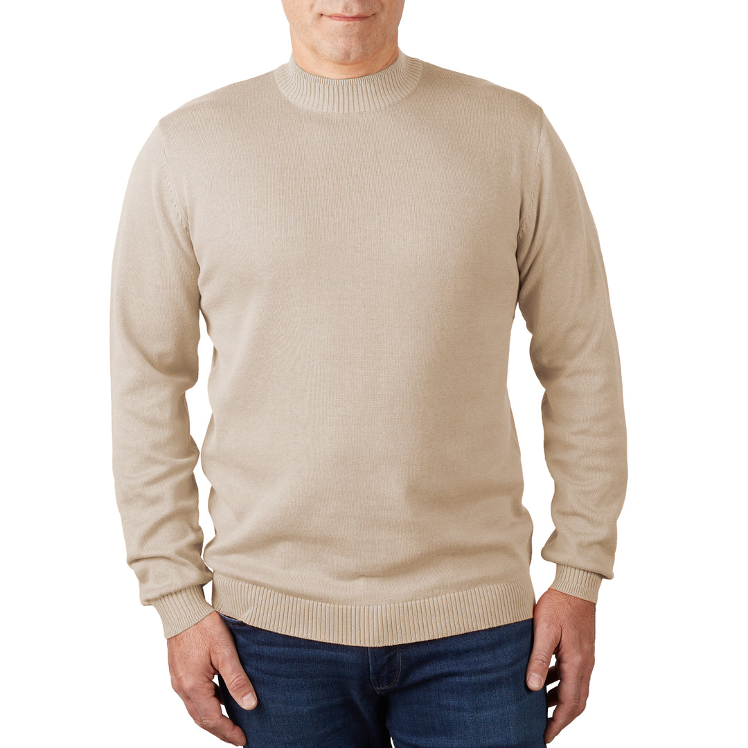 Long Sleeve Mock Neck Sweater by Lorenzo Franco - Sand