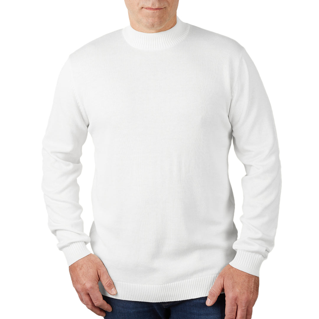 Long Sleeve Mock Neck Sweater by Lorenzo Franco - White