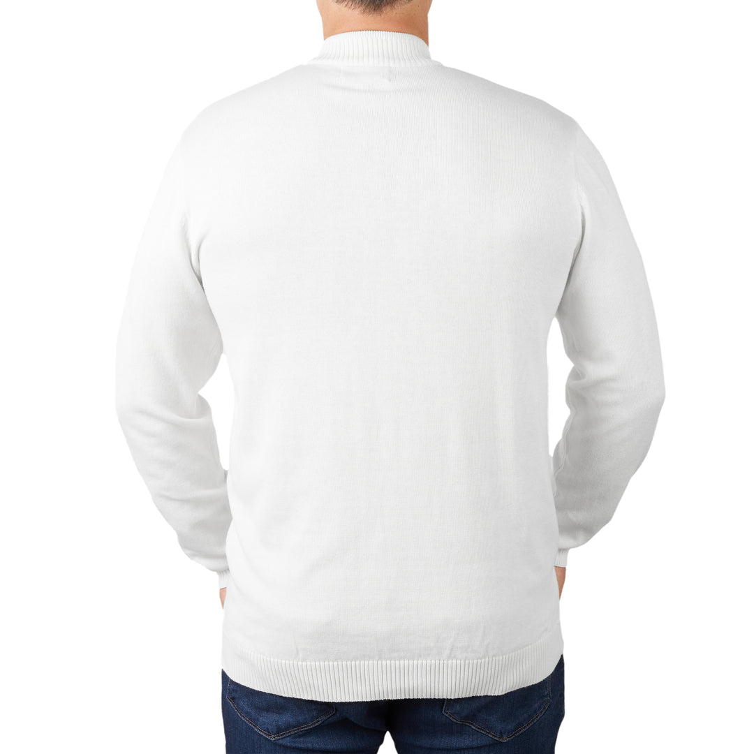 Long Sleeve Mock Neck Sweater by Lorenzo Franco - White