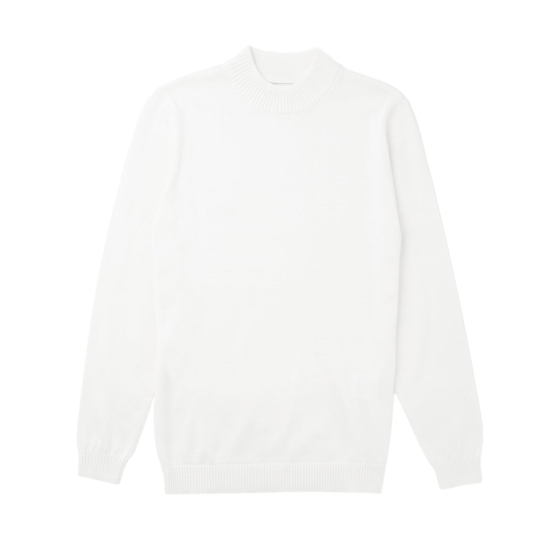 Long Sleeve Mock Neck Sweater by Lorenzo Franco - White